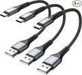 SUNGUY 6 inch Short USB C Cable 3Pack, 3A USB A to USB C Cable Fast Charging Cable Data Transfer Braided Compatible with iPhone 17/16/15 Series, Samsung Galaxy S25/S24