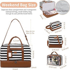 Wogarl 4PCS Weekender Bags for Women Large Overnight Weekend Travel Duffel Carry on Shoulder with Shoe Compartment Canvas Toiletry Bag for Travel Business Gym