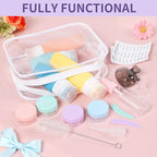 19 Pack Travel Bottles for Toiletries - TSA-Approved Leak-Proof Silicone Containers with Cream Jars Spray Bottles Funnel Brushes & Labels - Portable Refillable Kit for Shampoo Lotion & Conditioner