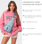 LATMAP 7L Sling Bag For Women Men Backpack Fanny Pack Crossbody Chest Travel Shoulder Belt Bags Purse Handbag PU Leather