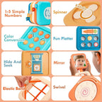 GRESEESM Montessori Busy Board for 1 Year Old, Toddlers Travel Toys for Ages 1–3, Sensory Activity Board for Airplane and Car, Baby Gifts for Boys Girls, Easter Basket & Stocking Stuffers
