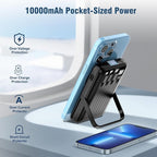 for Magsafe Battery Pack,10000mAh Magnetic Power Bank 22.5W PD Fast Charging with LED Display,Wireless Portable Charger with Built-in Cables and Stand for iPhone 17/16/15/14/13/12/Pro/Pro Max