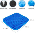 Large Gel Seat Cushion for Long Sitting With Non-Slip Cover,Soft & Breathable,Chair Cushion,Car seat Cushion,Office seat Cushion,Seat Cushion for Desk Chair,Wheelchair Cushion (Blue, Large Size)