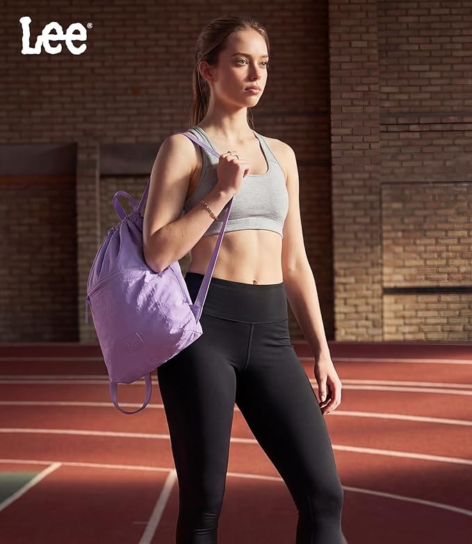Lee Drawstring Backpack Bag Lightweight Small Gym Swim Beach Bag Water Resistant Sports Sackpack for Men Women, LEE48-002PP