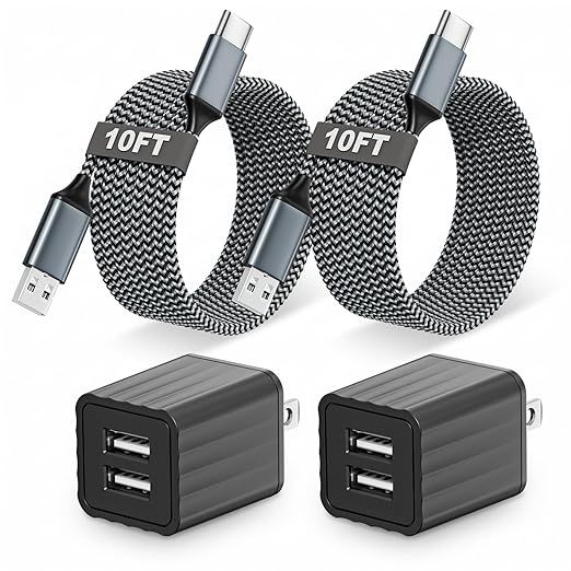 2Pack Fast iPhone Charger[Apple MFi Certified]10FT Dual Port USB Fast Charging Block iPhone 17 USB A-C Braided Cable Cords,Apple Charger Adapter for iPhone 17 Air/16e/17/16/15/15 Plus/Pro/Pro Max/iPad