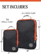 Compression Packing Cubes for Travel, 3-Piece Lightweight Packing Cubes Set for Carry-On Luggage & Backpacks – TRIPPED Travel Gear (Grey and Orange)