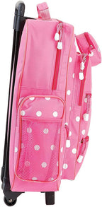 Lillian Vernon Personalized Personalized Kids Suitcases for Girls, 5-Pocket Pink Polka Dot Design Rolling Luggage Set, Customizable Travel Carrier on Wheels