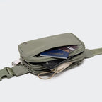 Pander Everywhere Belt Bag for Women, 5 Zipper Pockets Nylon Crossbody Fanny Pack Purse (Grey Sage).