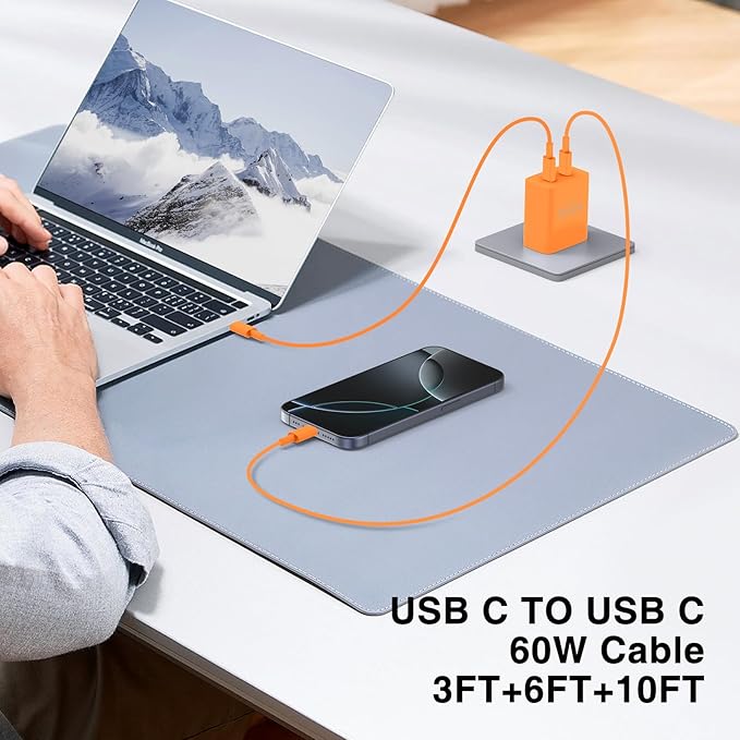 QZIIW Super Fast Samsung Charger Type C,45W Dual Port USB C Fast Charger Block [2-Pack] & Extra Long 60W 3/6/6/10FT USB C Cable - PD Quick Charging 3.0 for Samsung Galaxy S25 Ultra/S24+/S23 iPhone 17