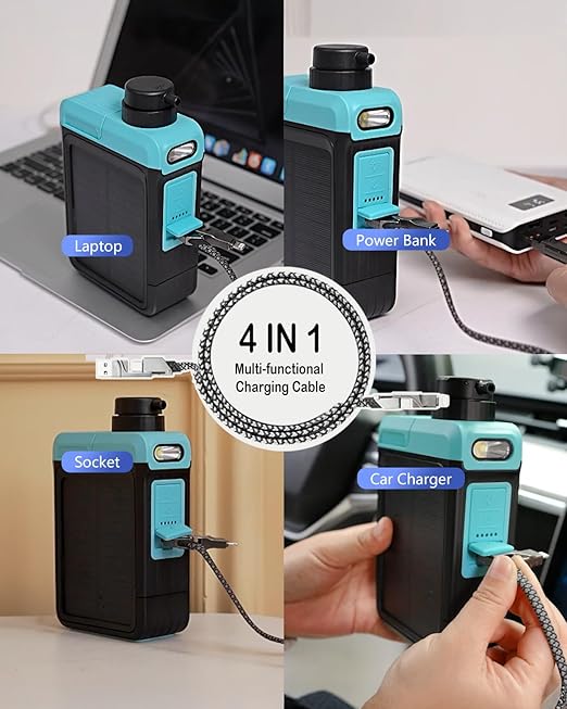 BKLES 3-in-1 Solar Electric Water Filter with Hand Pump - Camping Water Filtration System Survival, Portable Water Purifier with Emergency Light, Survival Kit for Backpacking, Birthday Gifts for Men