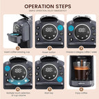 Multi-Capsule Espresso 4in1 Coffee Maker,Single Serve Coffee Machine for Nespresso,Dolce Gusto,ESE Pods & Ground Coffee or Hot Water,Smart & Compact Design in Any Space,20Bar,CM-C05A
