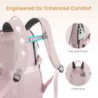 LOVEVOOK Mens Backpack with Giant Tumbler Holder Pocket,15.6 Inch Everyday Laptop Backpack Commuter Travel Work Computer Bag for Women,Waterproof Hiking College Teacher Back Pack Casual Daypack,Pink