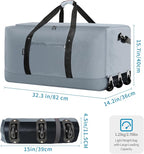 Finnhomy 120L Foldable Rolling Duffel Bag with 3 Wheels, Light Weight Travel Duffel bag with Large Loading Capacity, 32'' Rolling Duffel bag with Shoulder Strap