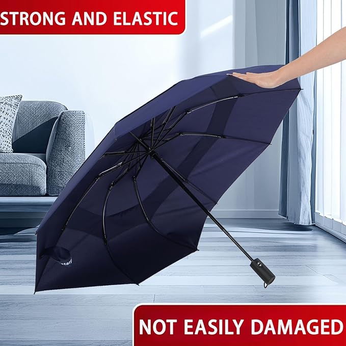 Umbrella Reverse Folding Umbrella Windproof Travel Umbrellas for Rain - Easy Auto Open Close, Durable & Compact Umbrella, Strong Fiberglass Frame, Waterproof Canopy - Backpack, Purse, Portable Umbrella for Travel