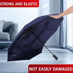 Umbrella Reverse Folding Umbrella Windproof Travel Umbrellas for Rain - Easy Auto Open Close, Durable & Compact Umbrella, Strong Fiberglass Frame, Waterproof Canopy - Backpack, Purse, Portable Umbrella for Travel