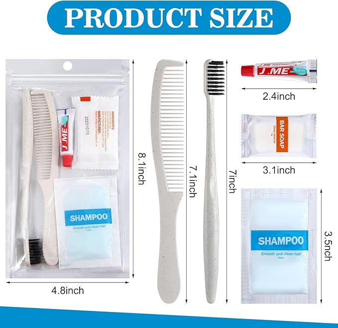 Hushee 96 Sets Bulk Hygiene Kit for Homeless, Includes Shampoo Soap Bar Comb Toothbrushes with Toothpaste Individually Wrapped Basic Toiletry Kits for Travel Charity Hotel Hospitality Industries