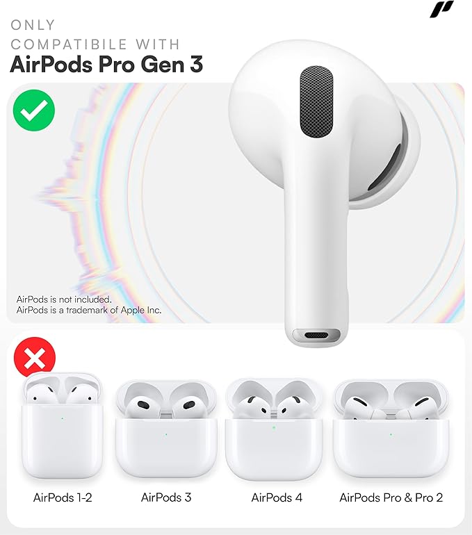 Proof Labs 4 Pairs for AirPods Pro 3 Ear Hooks Covers [Added Storage Pouch] Anti Slip Ear Tips Accessories Compatible with Apple AirPods Pro 3rd Generation (White)
