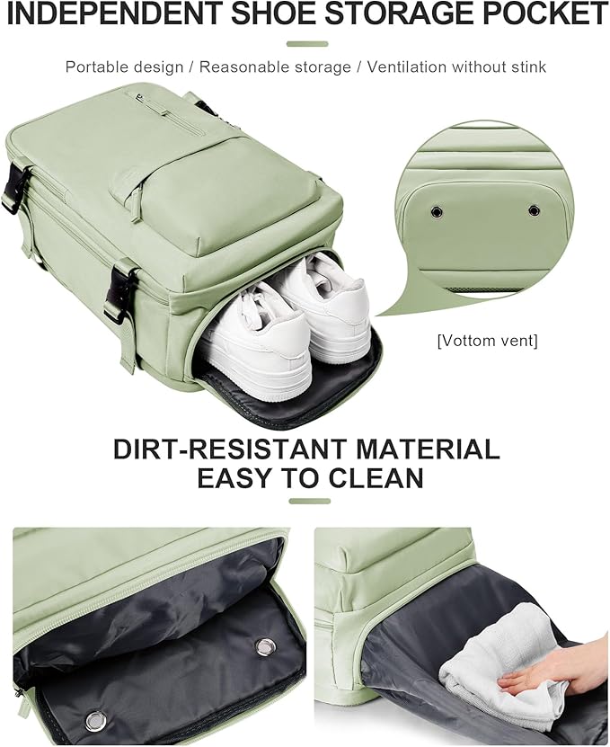 Travel Backpack Women,Carry On Backpack Flight Approved 18x14x8 inches Bag Spirit Airlines Personal ltem,College Sports Hiking Rucksack Waterproof Casual Daypack Laptop Blackpack Men, MintGreen
