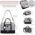 Wogarl 4PCS Weekender Bags for Women Large Overnight Weekend Travel Duffel Carry on Shoulder with Shoe Compartment Canvas Toiletry Bag for Travel Business Gym