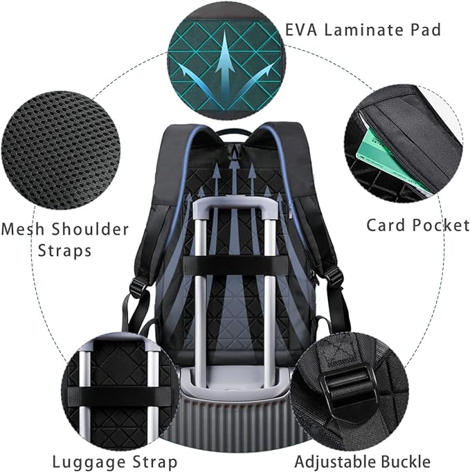hk Backpack for Men Business Slim Backpack with USB Charger Computer Lightweight Anti-theft Travel Backpacks 15.6 inch Water Resistant Laptop Bag for Work Office College-Black