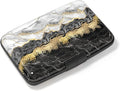Credit Card Holder, Mini Aluminum Card Wallet RFID Blocking Slim Metal Hard Card Case for Women Men, Black Gold Marble