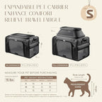 Top-Expandable Pet Carrier with Treat & Pet Window,17x11x9.5 Inch Alaska Hawaiian Airline Approved,Soft-Sided Dog Carrier for Small Dogs and Cats,Travel Cat Carrier with Locking Safety Zippers,Black