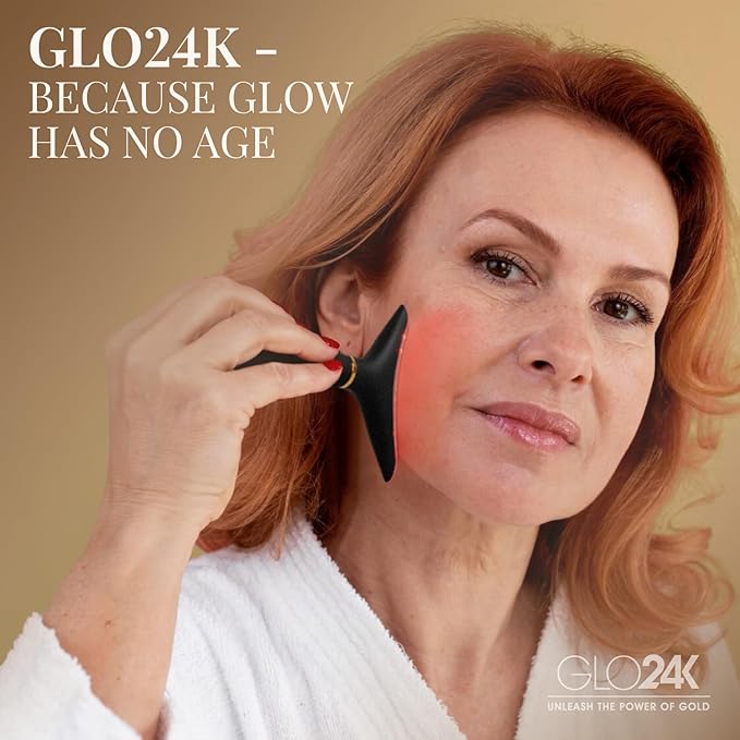 GLO24K 7 Color Beauty Device – Triple LED Action & Vibration Technology Facial and Neck Massager (Black, 2 Pack)