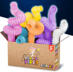 BUNMO Pop Tubes - Sensory Toys - Toddler Toys - Imaginative Play & Stimulating Creative Learning - Hours of Fun for Kids - Tons of Ways to Play - Non-Mouthable Toy 3+ - 6 Pack Medium