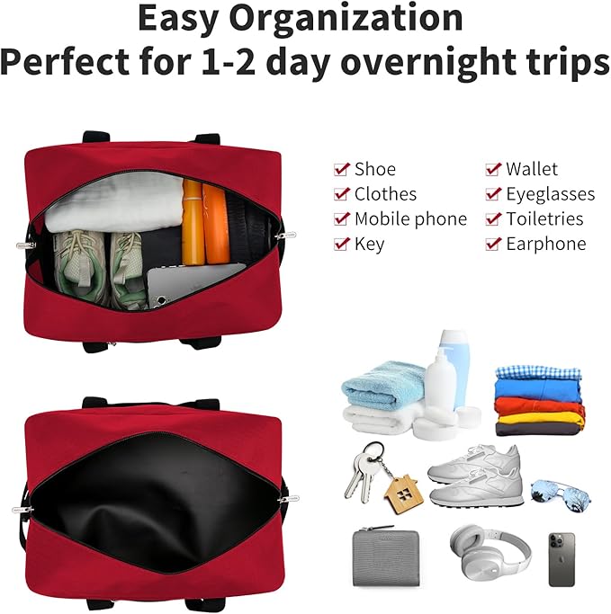 Apenze Small Gym Bag 14 inch lightweight Carry On Mini Duffel Bag for Travel Sport - Red