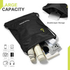 Waterproof Sackpack Drawstring Backpack for Men/Women, Lightweight Sports Bag Holds Shoes for Gym, Beach, Swim, Hiking, Running & Cycling, Anti-Stain with Quick-Access Mesh Pocket, Black