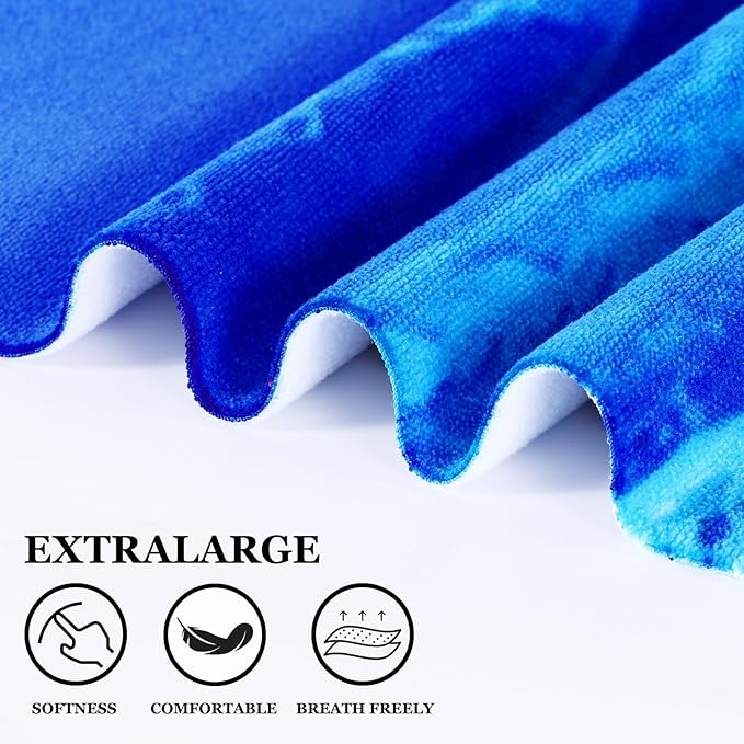 Genovega Oversized Terry Beach Towel 36 x 72 in Soft Extra Large Big Pool Swim Towels for Adults XL Clearance Big Travel Blanket Cruise Vacation Accessories Essentials Lounge Chair Cover Dolphin Sea