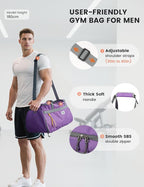 SKYSPER Gym Bag for Men & Women with Shoe Compartment, Carry-on Gym Duffle Bag for Travel and Sports, Workout Overnight Bag with Large Wet Pocket, Purple