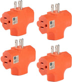 3 Way Plug Adapter - UL Listed - Outdoor Outlet Splitter 3 Prong - Electrical Outlet Extender, Wall Outlet Expander, Outdoor Heavy Duty Triple Plug Outlet Adapter，Cable connectors