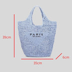 POOOPSSD New Woven Bag, Straw Mesh Tote Bag, Beach, Shoulder Bag, Hobo Women, Foldable Large Capacity, for Holiday.
