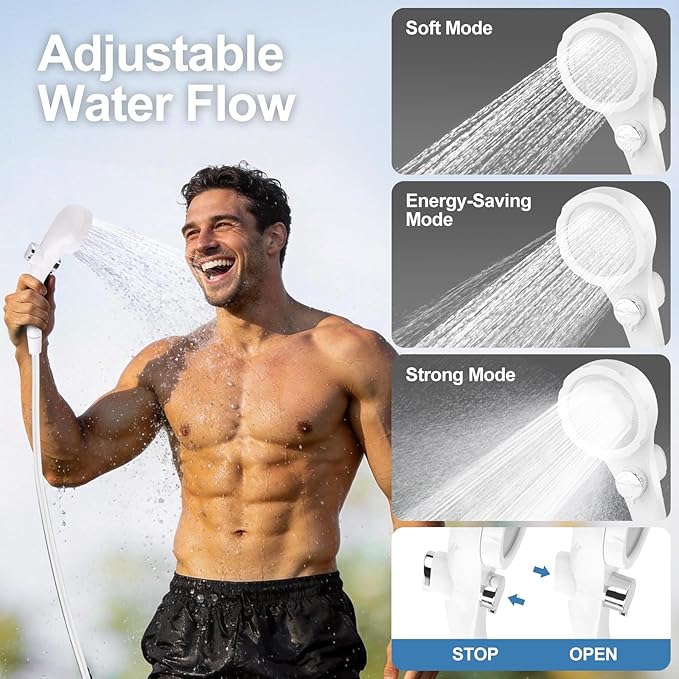 Portable Shower for Camping with 7800mAh Battery, Rechargeable Camping Shower with Intelligent LED Display, 3 Spray Modes, IPX8 Waterproof Outdoor Camp Pump for Hiking, Travel, Car, Pet