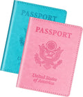 Turquoise & Pink Passport Holder, Cruise Essentials Passport Wallet Cover Case for Family Women Men, Travel Must Haves Passports Book Protector | Cruise Essentials, for Family, Travel Must Haves