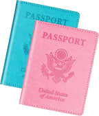 Turquoise & Pink Passport Holder, Cruise Essentials Passport Wallet Cover Case for Family Women Men, Travel Must Haves Passports Book Protector | Cruise Essentials, for Family, Travel Must Haves