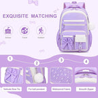 DIGOBAY Backpack for Girls, 3PCS Girls Backpack for School with Lunch Bag Pencil Case, Cute Kids Teens Bookbag for Kindergarten Elementary Preschool Middle School (Purple)