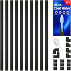 Delamu 157in Cord Covers for Wires on Wall, Cord Hider for 1 Cord, Paintable Cable Hider, Cable Management Wire Covers for Cords,W0.55 H0.4in, Black