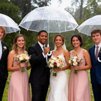 6 Pcs Clear Umbrella Wedding, Durable Transparent Rain Clear Umbrella Bulk with Wedding Thank You Cards for Wedding Bride Groom Photography Outdoor Anniversary Party Favors