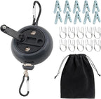 32Ft Portable Travel Clothesline is also an Outdoor Camping Clothesline, Cruising Clothesline for Drying Clothes on Cruise Ships with 10 Windproof clips, 10 Clothespins, 1 Storage Bag (Black)
