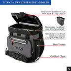 Titan by Arctic Zone Deep Freeze Cooler - Zipperless Hardbody Cooler - Deep Freeze Insulation, HardBody Liner, and SmartShelf