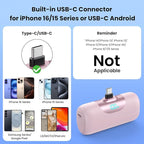 [2 Packs]Mini Portable Charger for iPhone 17, 5500mAh LCD Display USB C Power Bank,Fast Phone Charging Travel Pocket Size Battery Pack for iPhone 17/17 Pro/17 Pro Max/16/15 Series,Android(Black+Pink)