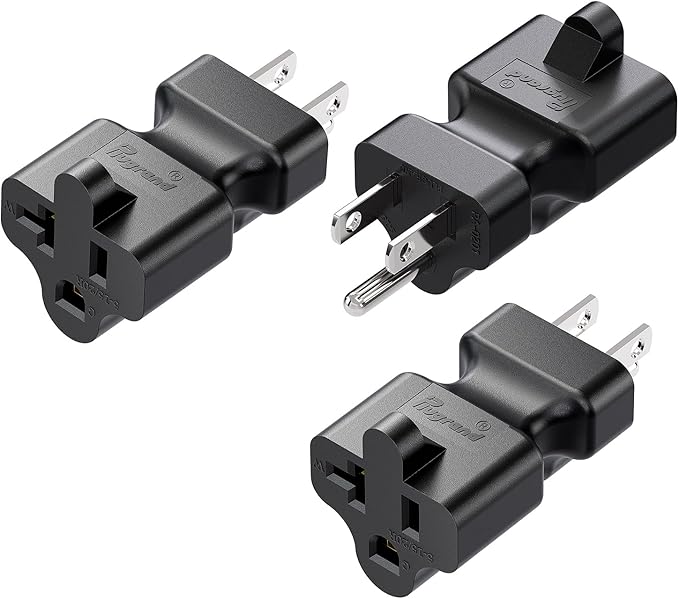 15 Amp to 20 Amp Nema 5-15P to 5-15R/5-20R Power Adapter (3 Pack)