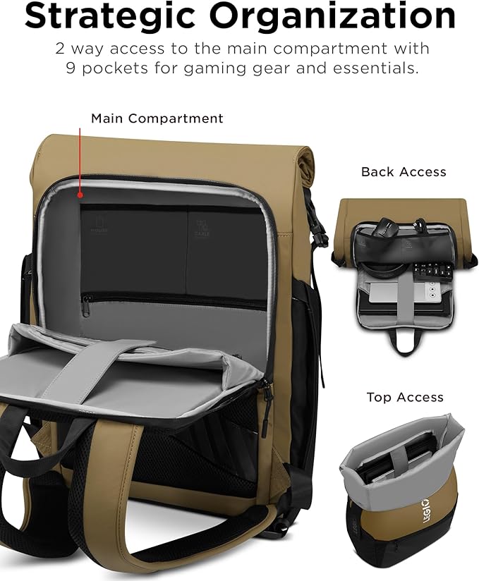 Lenovo Legion Gaming Laptop Backpack GB500, Expandable Capacity up to 25L, Fits 16-inch Laptops, Water Resistant
