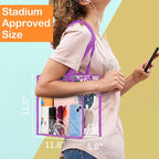 Hoiny Clear Bag for Stadium Events Approved, 12x6x12 Large Transparent Tote Bag with Zipper for Gym Concert Sports Festivals