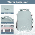 Taygeer Carry On Backpack for Women, TSA Approved Underseat Personal Item with 17.3 inch Laptop Compartment, Cute Daypack for Hiking Outdoor Weekend, Travel Backpack with Multiple Pockets, Powder Blue