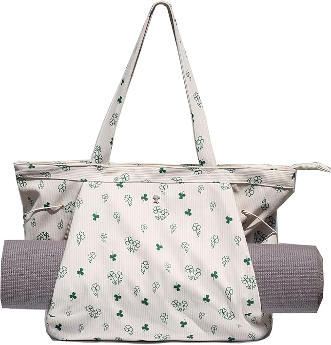 ESVAN Corduroy Yoga Tote Bag Gifts for Women Drawstring Yoga Mat Bag for Office Workout Travel Carryall Pilates Gym