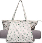 ESVAN Corduroy Yoga Tote Bag Gifts for Women Drawstring Yoga Mat Bag for Office Workout Travel Carryall Pilates Gym