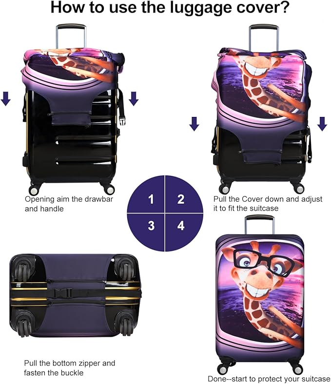 3D Print Design Travel Suitcase Protector Trolley Case Cover 19"-30" Sleeve (XL(Fits to 29"-30" Trolley Case), Giraffe(New Version))